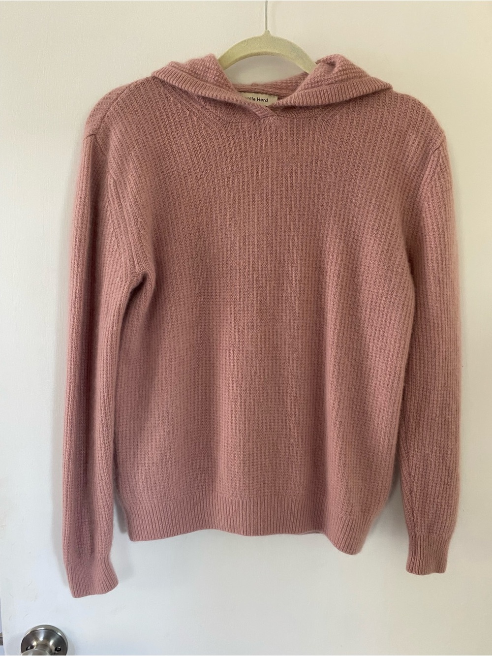Gentle Herd Cashmere Hoodie Women's Soft Pink Hooded Crew Sweater Scandi Small
